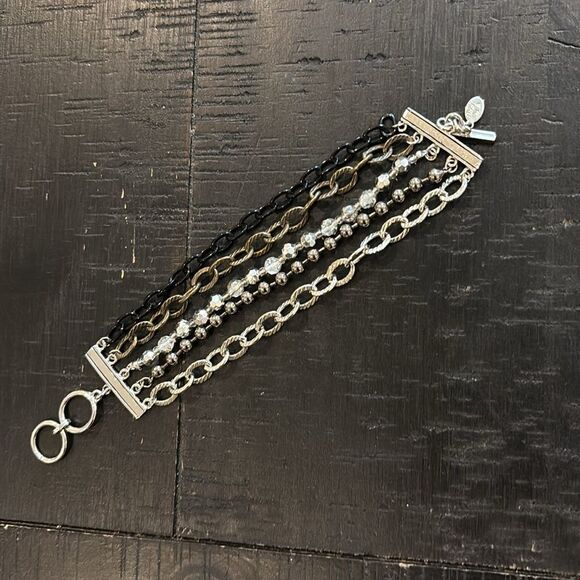 Cookie Lee Multistrand Toggle Chain Mixed Media Beaded Bracelet - Picture 5 of 7